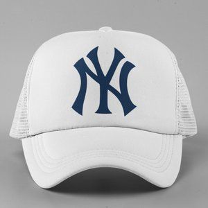 NEW York Yankees NY Logo Foam Trucker Mesh Snapback Hat WHITE